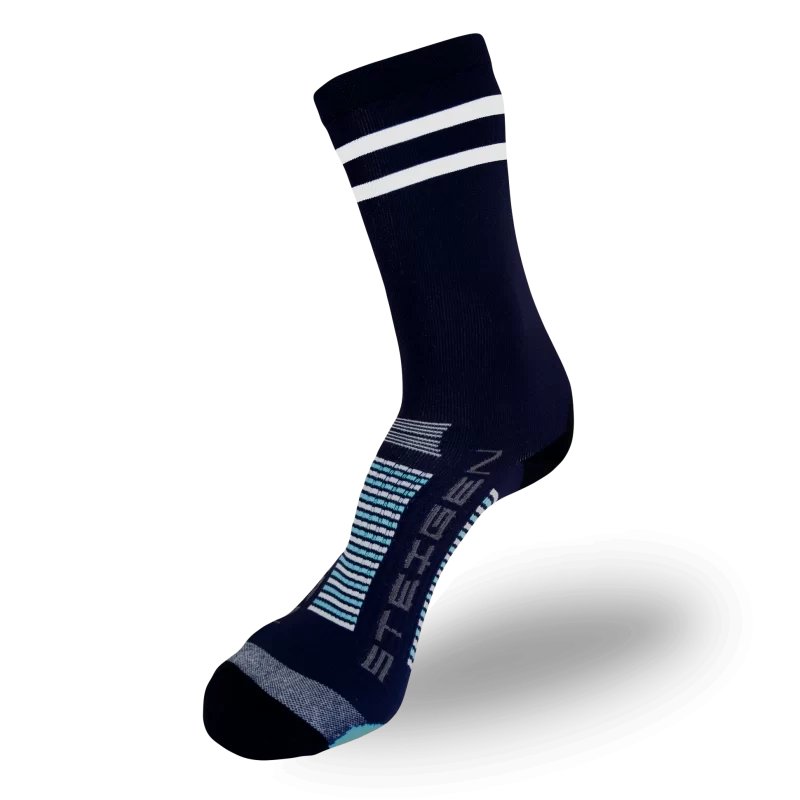 2 Stripe Navy Running Socks ¾ Length